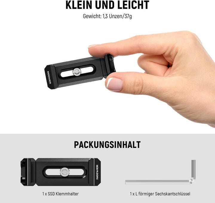 NEEWER T5 T7 T9 SSD Halterung für iPhone 15 Pro Max Handykäfig PA023 PA024, 2,2"-3"/55-75mm SSD Klem