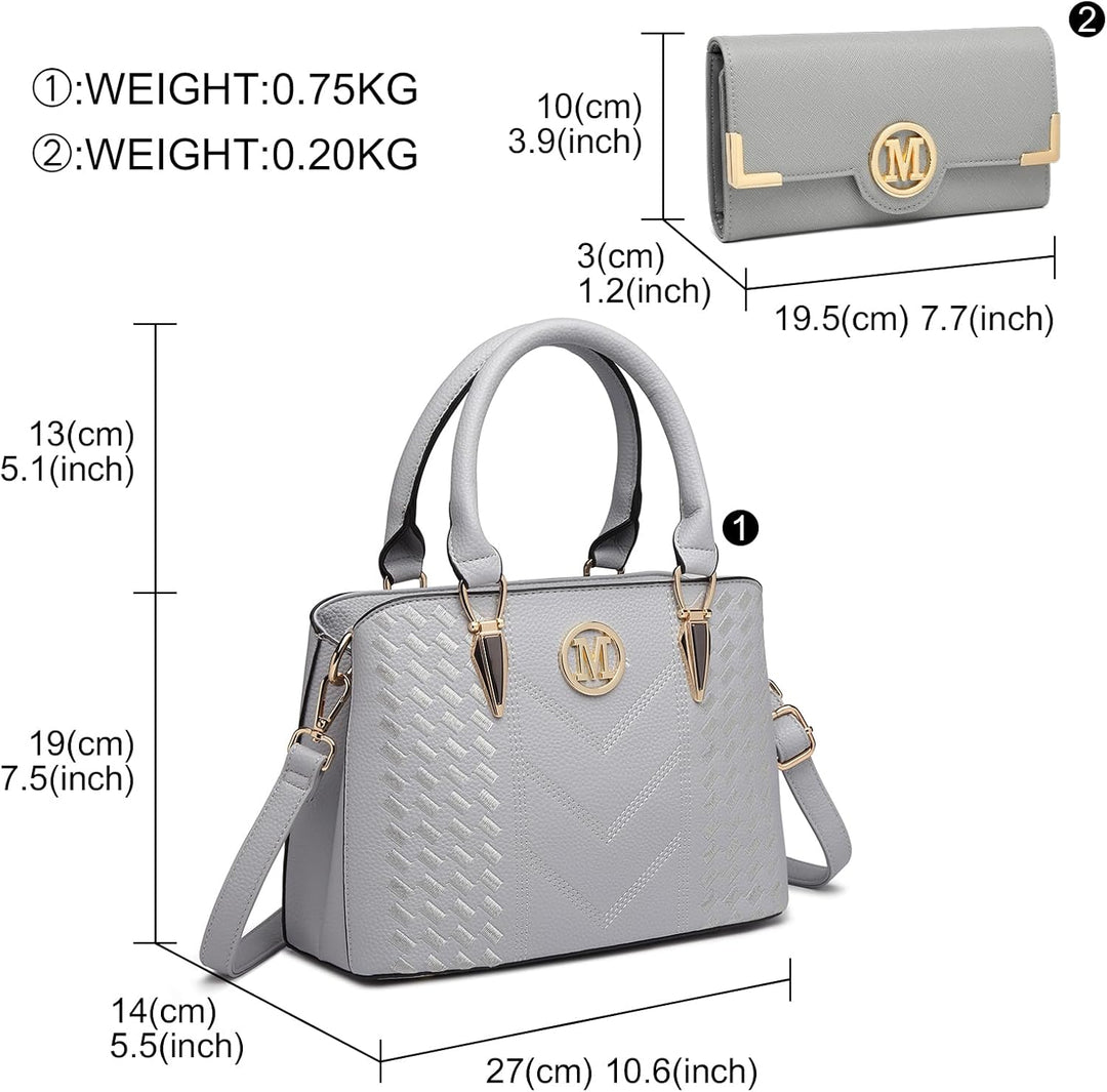 Miss Lulu Handtasche Damen, Handtasche Damen Mittelgross, Handtasche Shopper Damen Set Hellgrau - mi