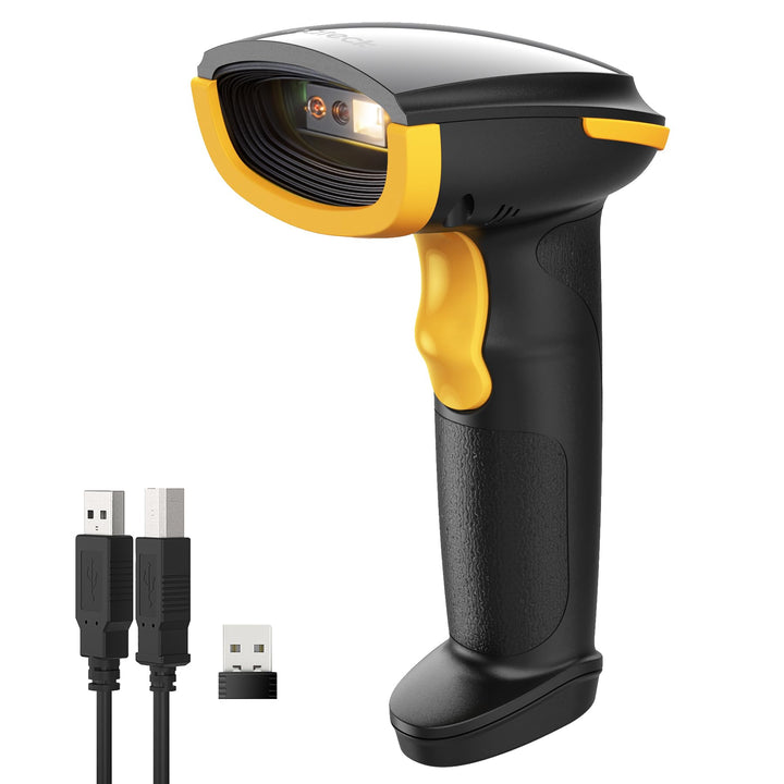 Inateck Barcode Scanner Kabellos, 1D 2D QR Code Scanner, 3-in-1 Handscanner mit Bluetooth, 2,4 GHz u
