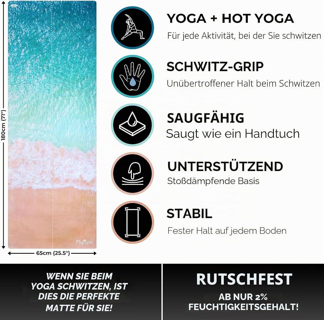Plyopic All-In-One Yoga-Matte – Rutschfest auch bei Schweiss | Premium Matte mit Sweat-Grip Oberfläc