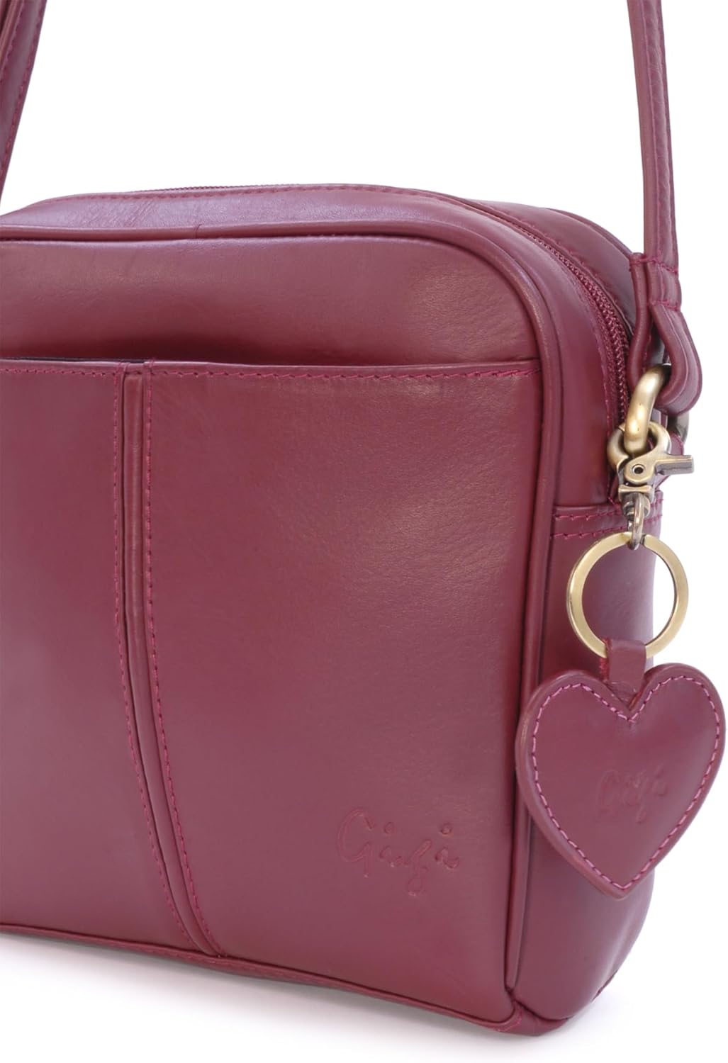 Gigi - Leder - Damenhandtasche/Umhängetasche Klein - OTHELLO 22-29" Burgund, Burgund