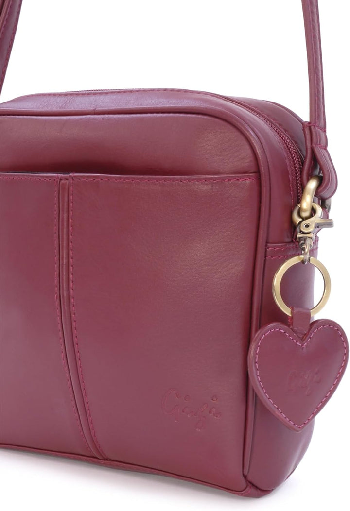 Gigi - Leder - Damenhandtasche/Umhängetasche Klein - OTHELLO 22-29" Burgund, Burgund