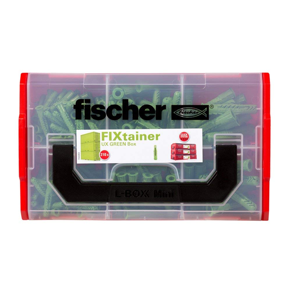 Fischer 534094 Fixtainer - Die UX GREEN Box, Dübelset, 210 Teile, Ux Green