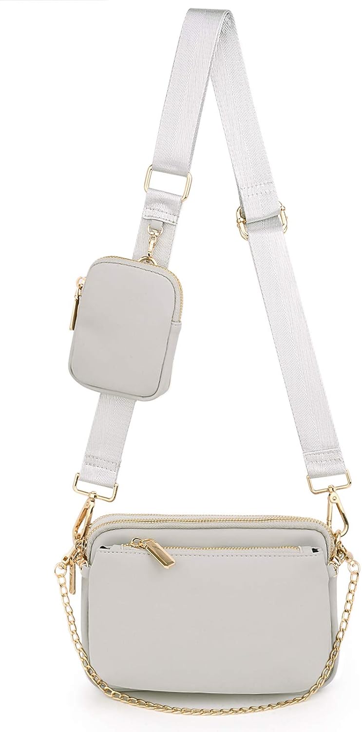 Umhängetasche Damen 3 in 1 Crossbody Bag Damen Breiter Gurt mit Münzbeutel Handtasche mit Abnehmbare