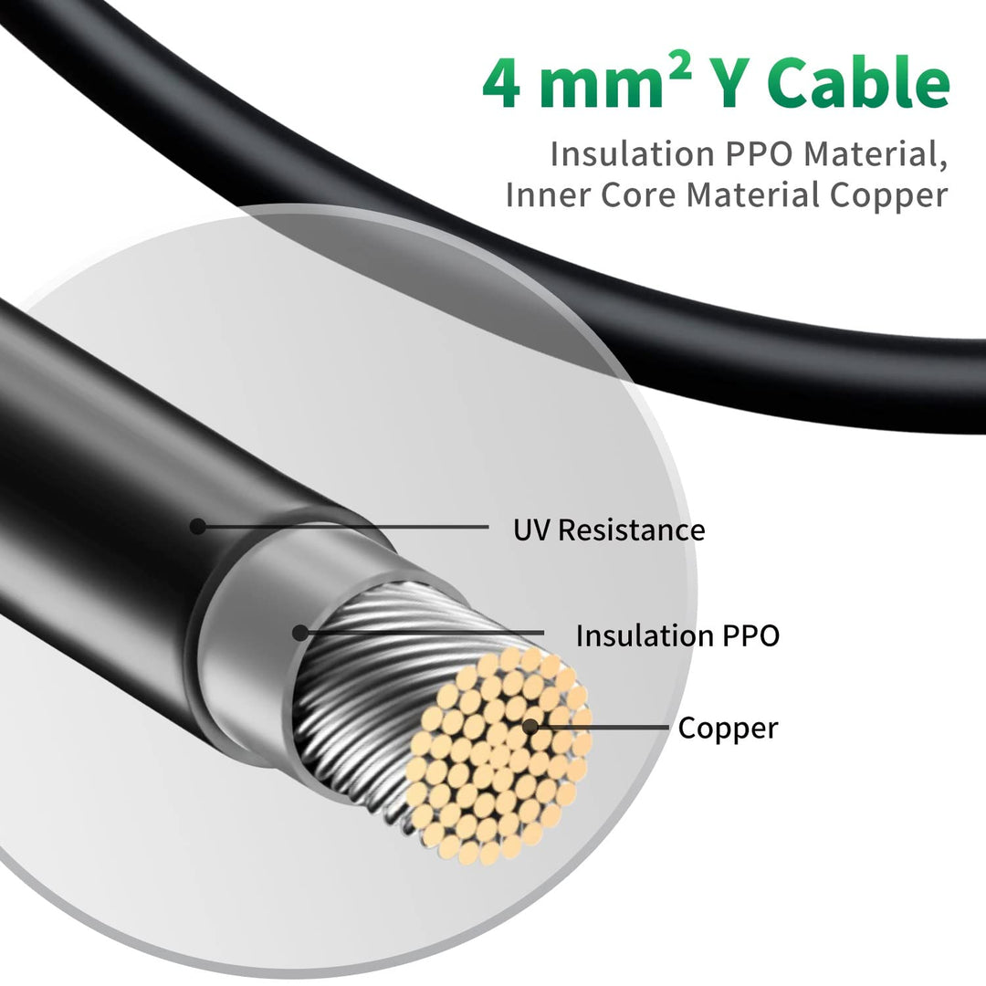 GENORTH 4 mm² Solarkabel Y-Verteiler,2 Paar Solarpanel Y Stecker 1Y2 12AWG Y Stecker Fotovoltaik Kab
