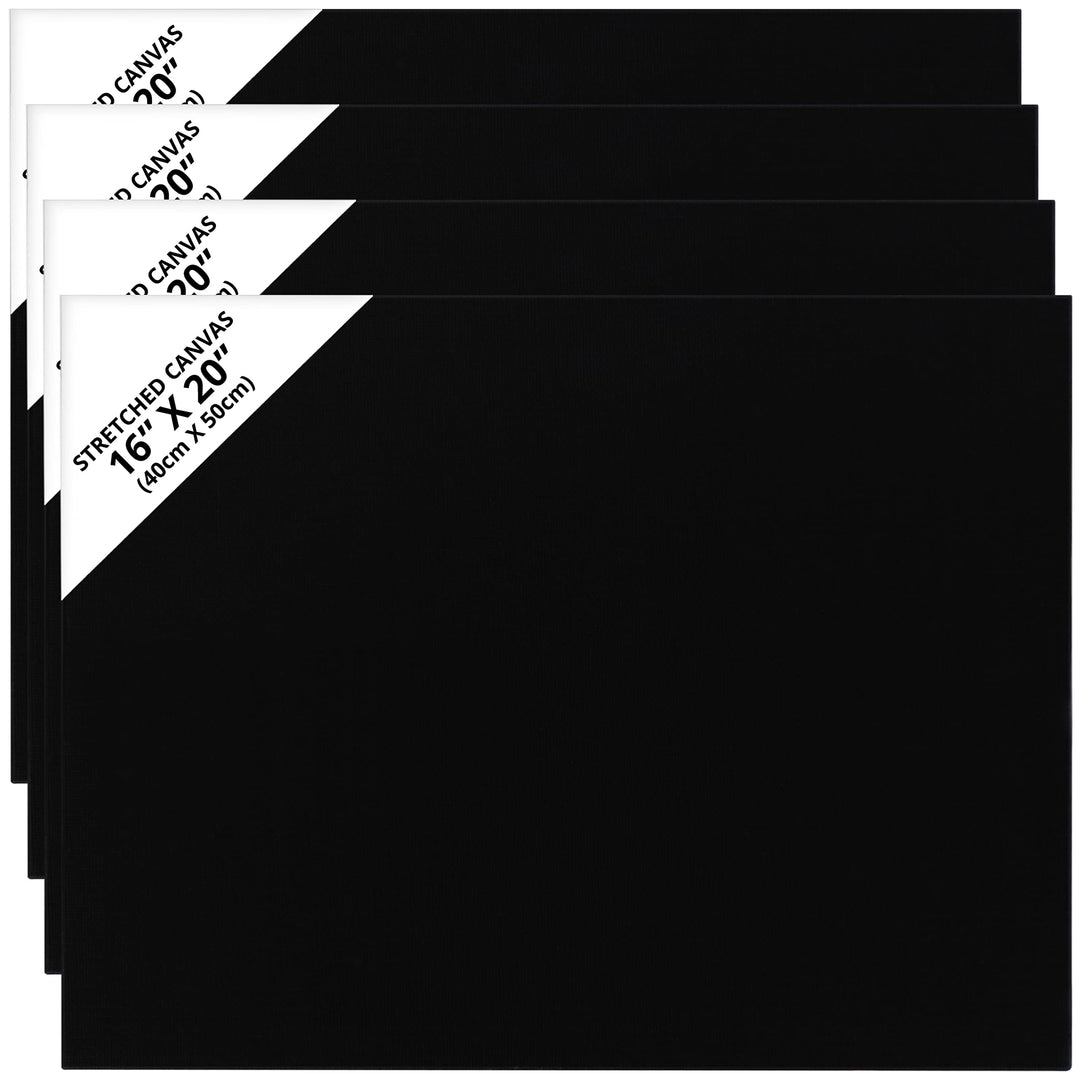 Belle Vous 4 Stk Leere Schwarze Leinwände zum Bemalen - 40 x 50 cm - Vorgespannte Grosse Leinwand -