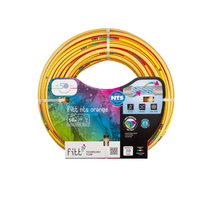 FITT NTS ORANGE 5/8" (15 mm) 50 m - Robuster und Flexibler Gartenschlauch in leuchtendem Gelb für ei
