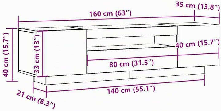 vidaXL TV-Schrank mit LED-Leuchten Altholz-Optik 160x35x40 cm, TV-Möbel, TV-Board, Fernsehtisch, TV-