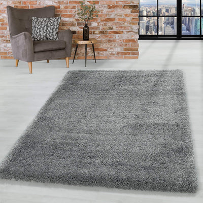 HomebyHome Teppich Wohnzimmer Hochflor Shaggy 50 mm Florhöhe Hellgrau 80x250 cm - Teppich Schlafzimm