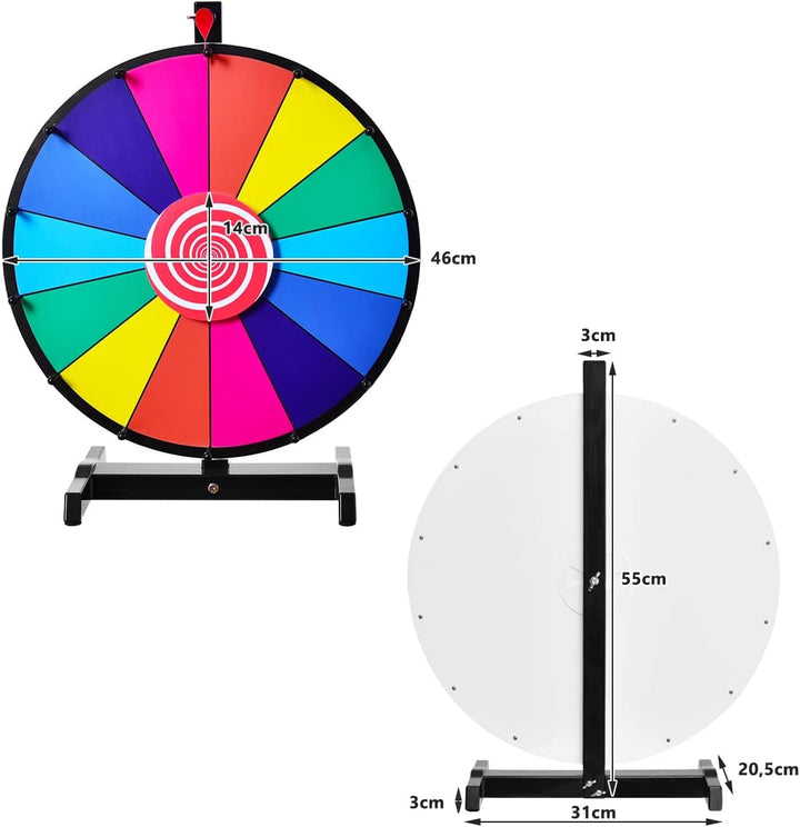 DREAMADE Glücksrad zum drehen, Tischglücksrad für Lotteriespiele Wheel of Fortune Bunt, Preisrad mit