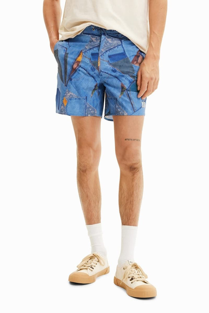 Desigual Herren Man Woven Board Shorts XXL Blau, XXL Blau