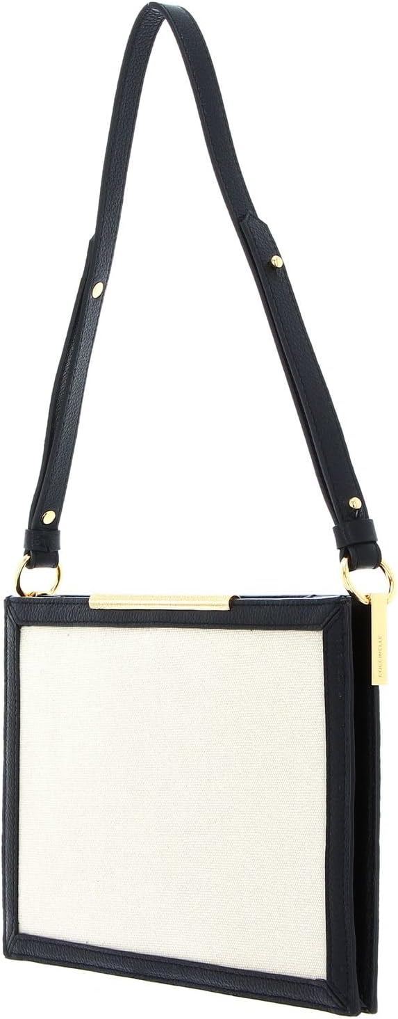 Coccinelle Delices Canvas Flat Shoulder Bag Natural/Noir