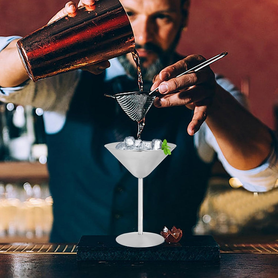 Edelstahl Cocktail-Gläser, 2 Stück Martini-Gläser Metall-Cocktailgläser, Edelstahl-Cocktailkelche, C
