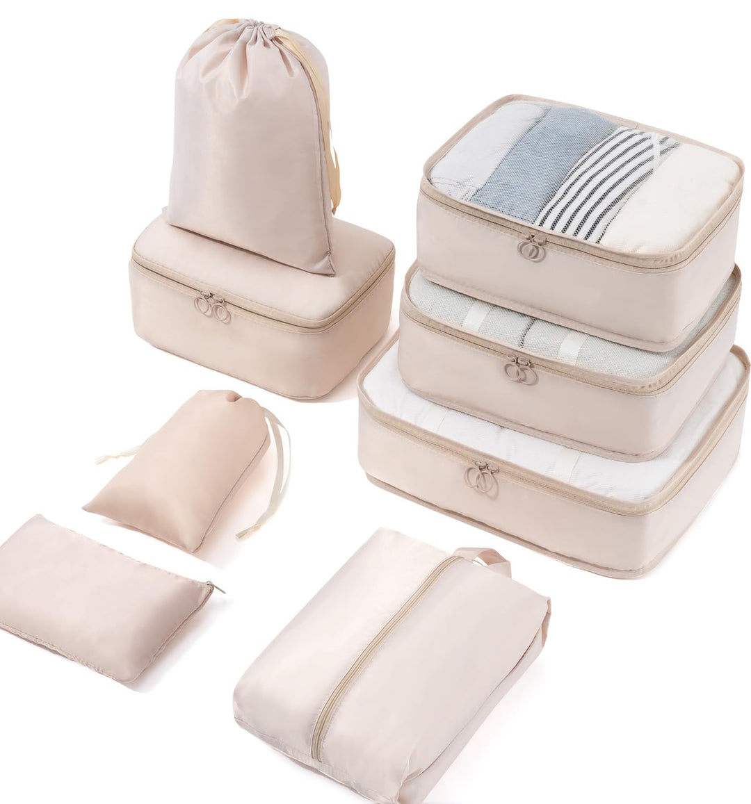Meowoo Koffer Organizer Packing Cubes 8-teilig Packwürfel Reise Organizer Packtaschen Kleidertaschen