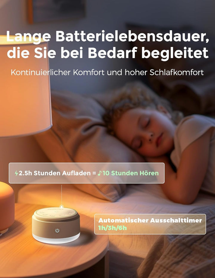Momcozy Sound Machine für Babys - 20 beruhigende Klänge & Touch-Licht, tragbares weisses Rauschen mi