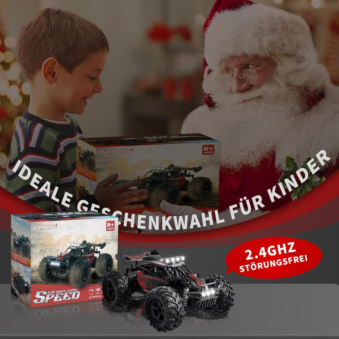 Carox ferngesteuertes Auto,2.4 GHz 25 km/h RC Auto,1:18 Off ferngesteuertes Auto Outdoor mit Scheinw