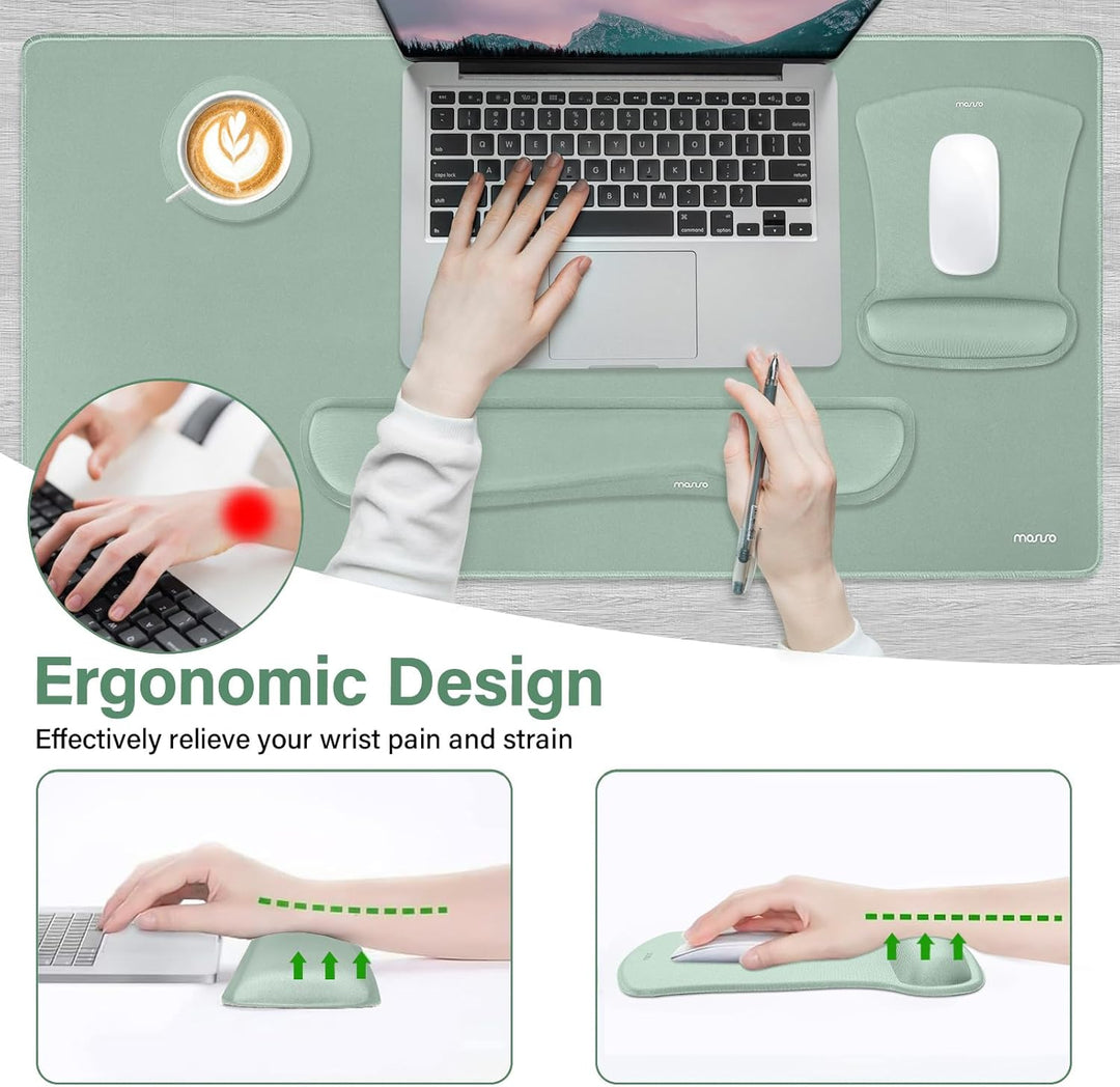MOSISO Schreibunterlage Matte Tastatur Mauspad Set, 4-in-1 Ergonomisches Mousepad&Tastatur Handgelen