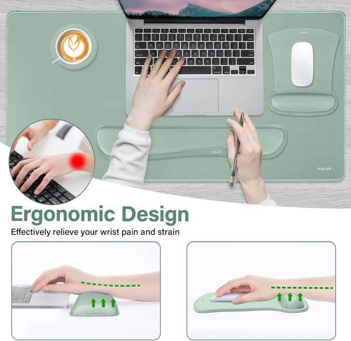 MOSISO Schreibunterlage Matte Tastatur Mauspad Set, 4-in-1 Ergonomisches Mousepad&Tastatur Handgelen