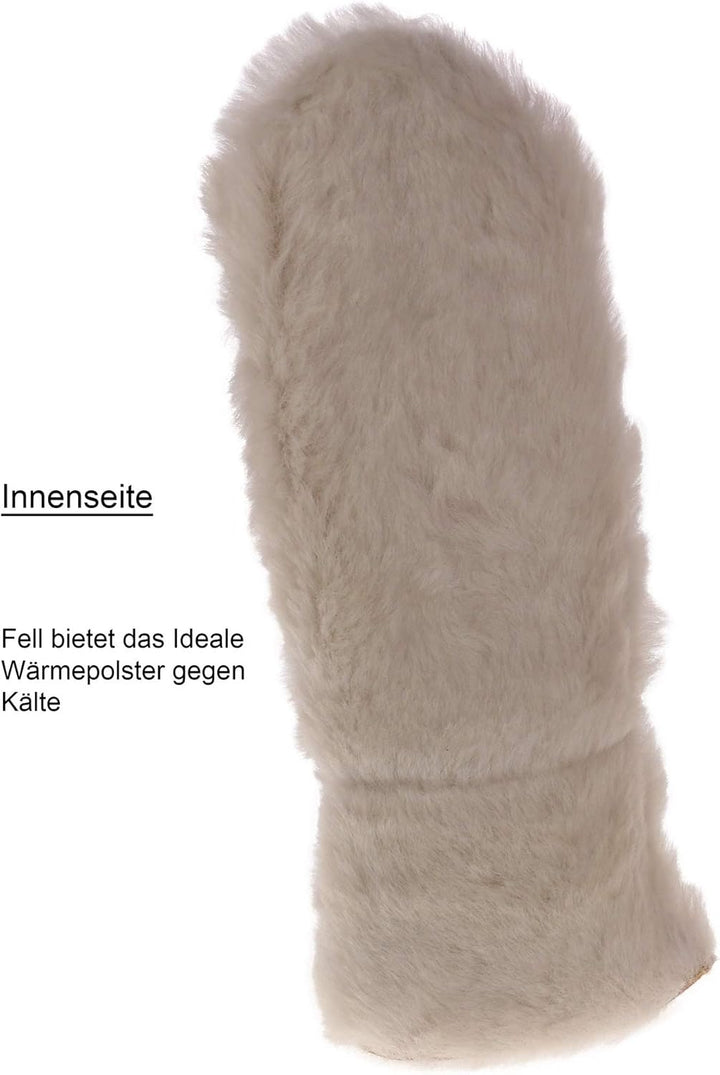 Harrys-Collection Damen Herren dicke Fäustlinge aus Lammfell in 4 Farben 7 Natur, 7 Natur