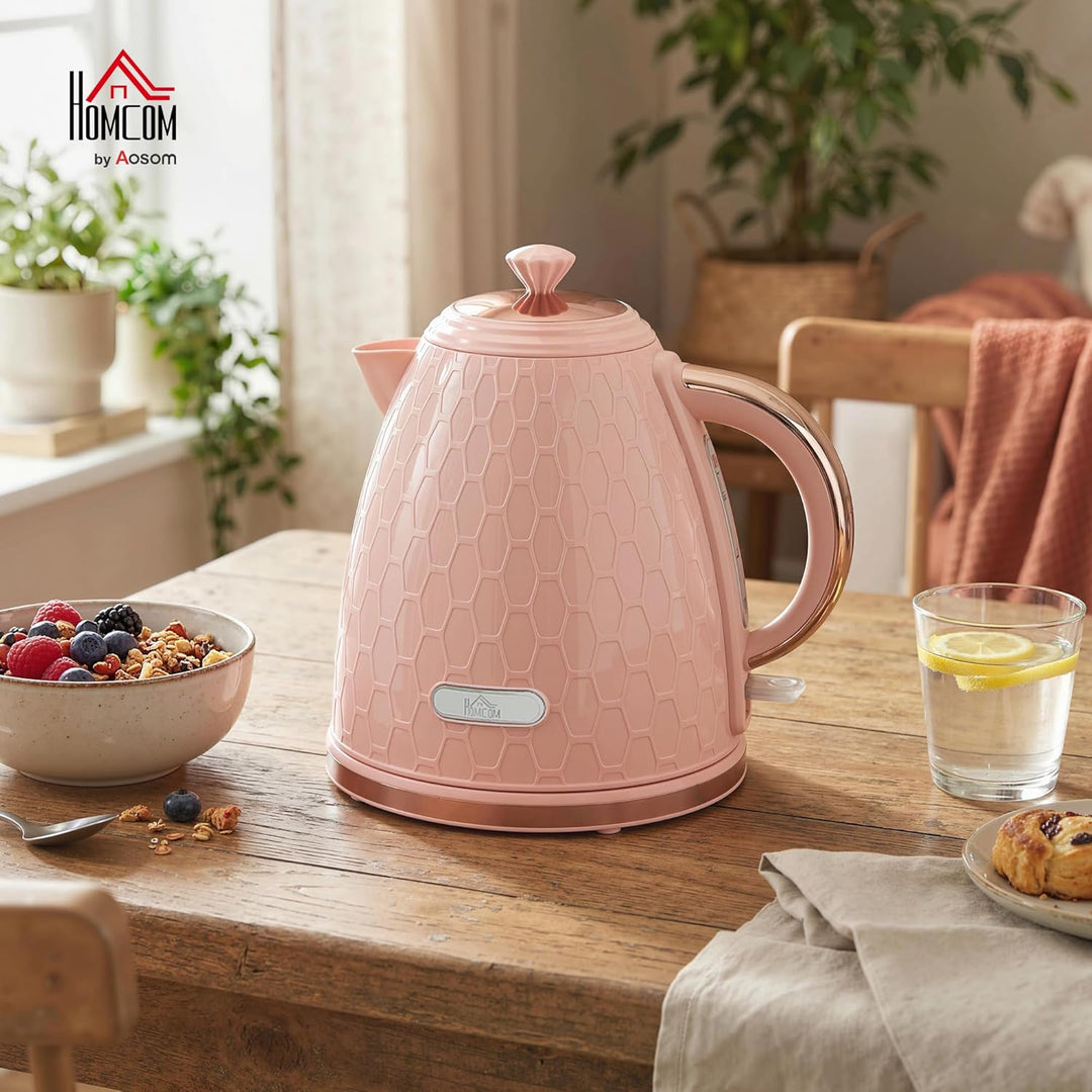 HOMCOM Elektrischer Wasserkocher, 1,7L, Schnellkochfunktion, 2,2kW, Kabellos mit herausnehmbarem Ant