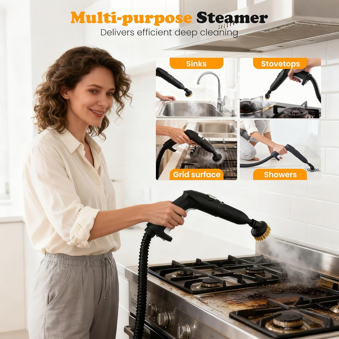 Dampfreiniger Handgerät 5 Bar, 2000 W Dampfdruck Multifunktion, 2 L Wassertank, Dampfreiniger für Al