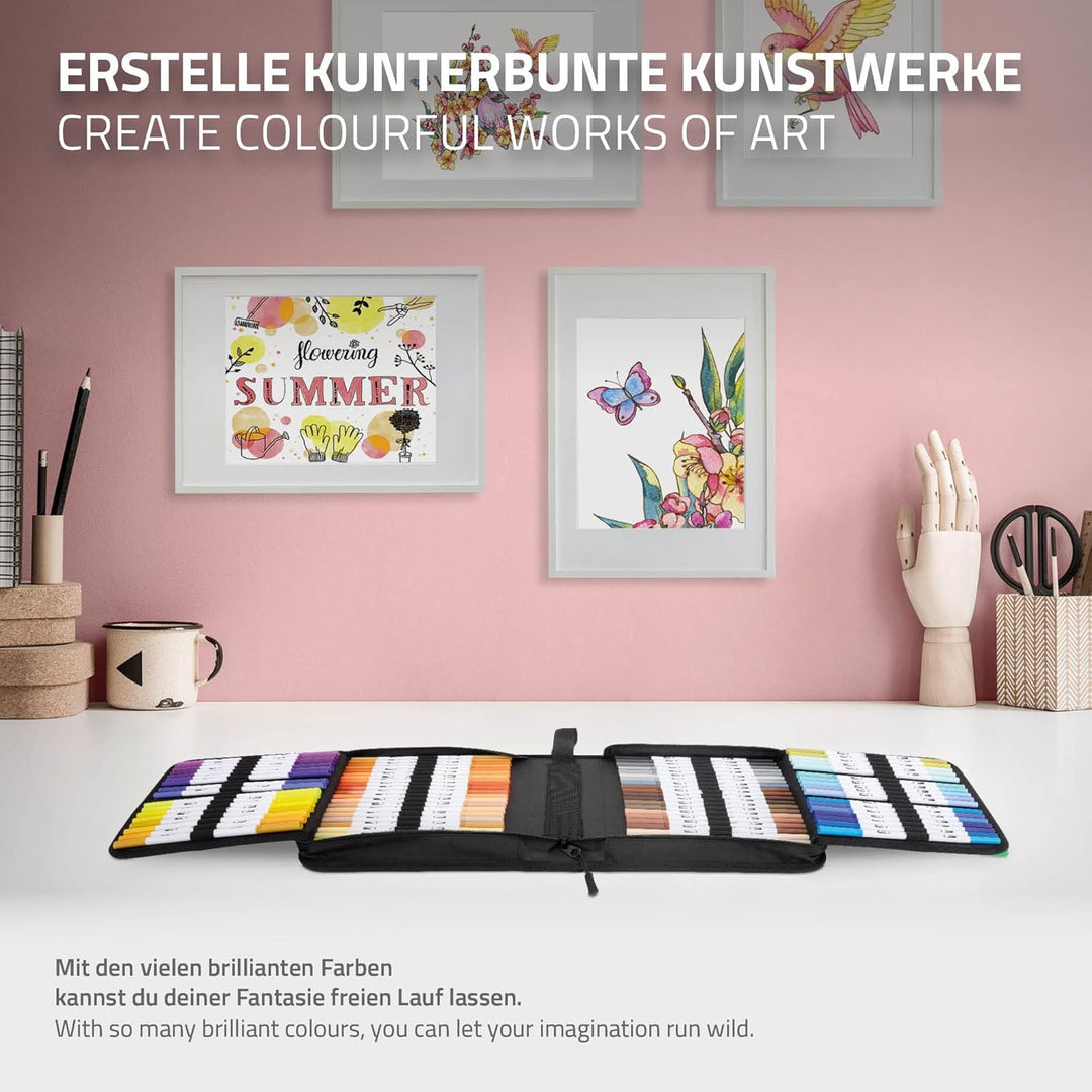 ECD Germany Dual Brush Pen Set 120 Farben, Wasserbasis Doppelfasermaler Set, Pinselstifte Marker, Fi
