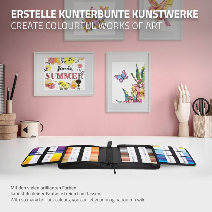 ECD Germany Dual Brush Pen Set 120 Farben, Wasserbasis Doppelfasermaler Set, Pinselstifte Marker, Fi