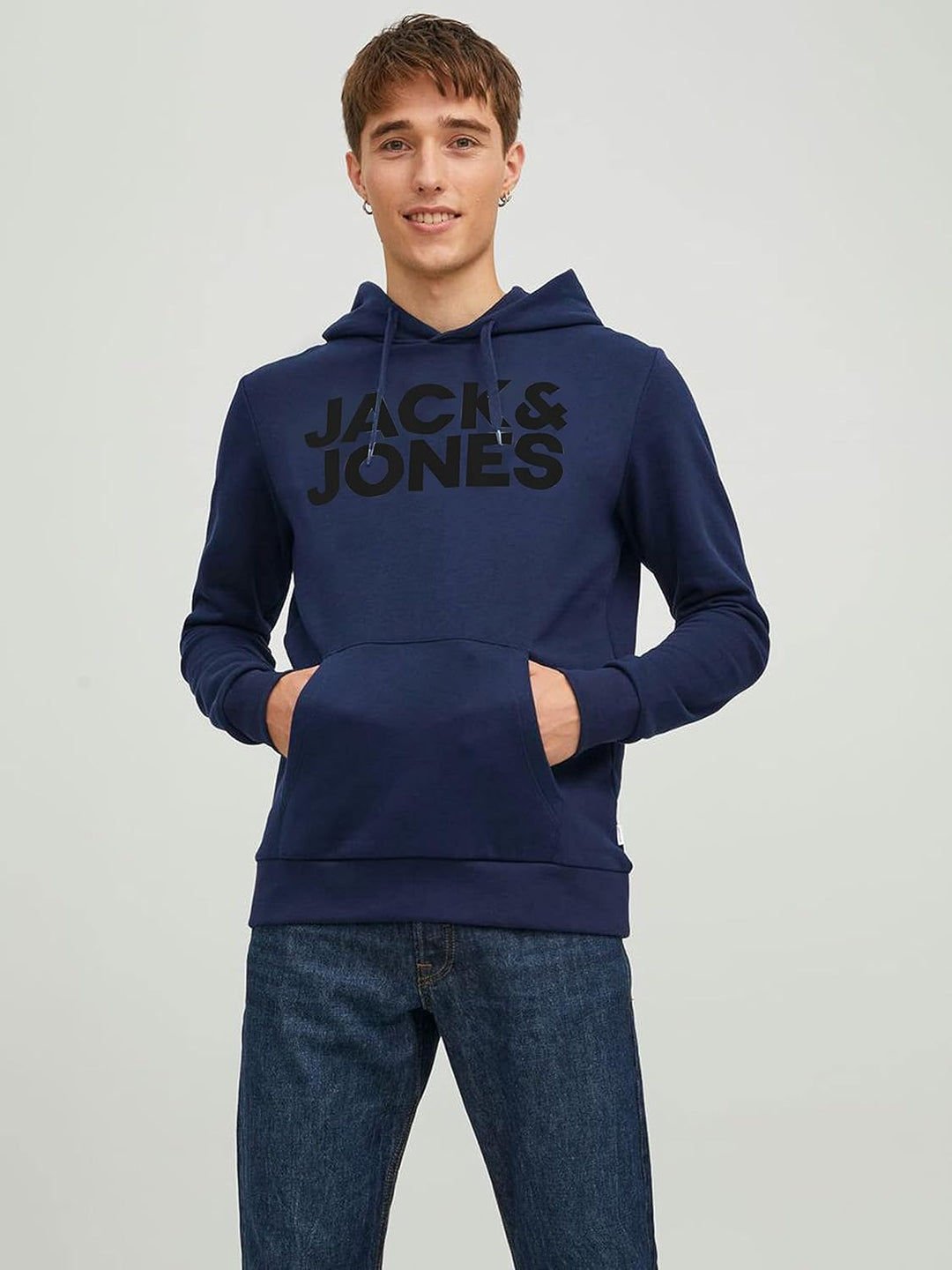 JACK & JONES Herren Jjecorp Logo Sweat Hood Noos Kapuzenpullover XS Navy Blazer/Print Black, XS Navy