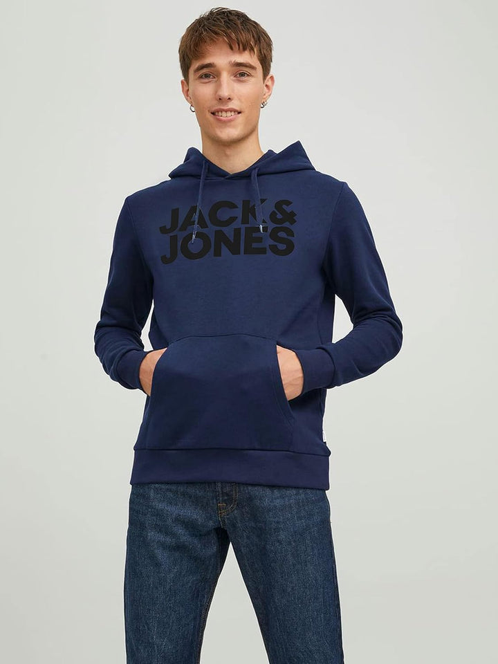 JACK & JONES Herren Jjecorp Logo Sweat Hood Noos Kapuzenpullover XS Navy Blazer/Print Black, XS Navy