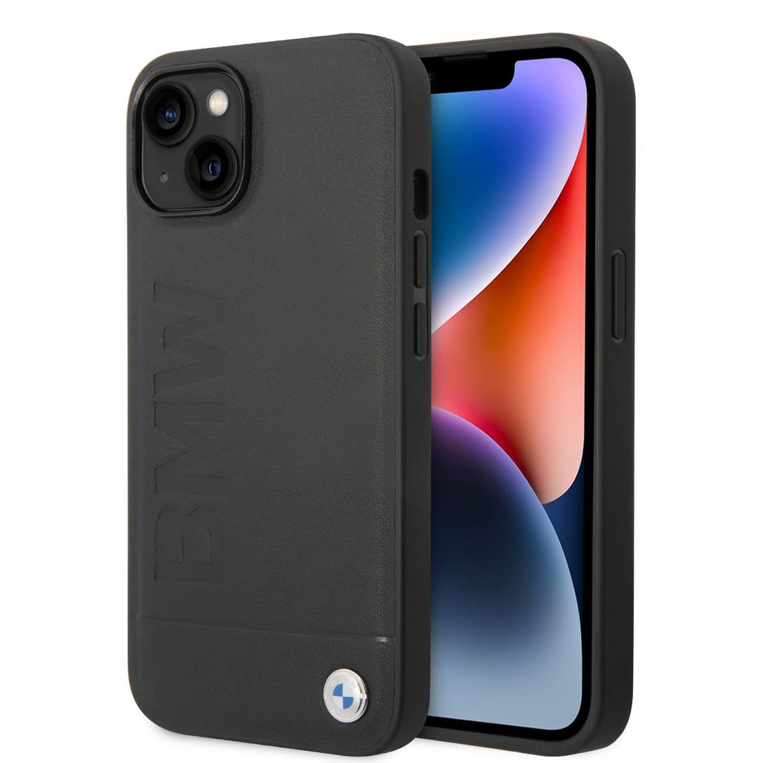 Etui BMW BMHCP14MSLLBK Hülle für iPhone 14 Plus 6,7" schwarz/Black Leather Stamp