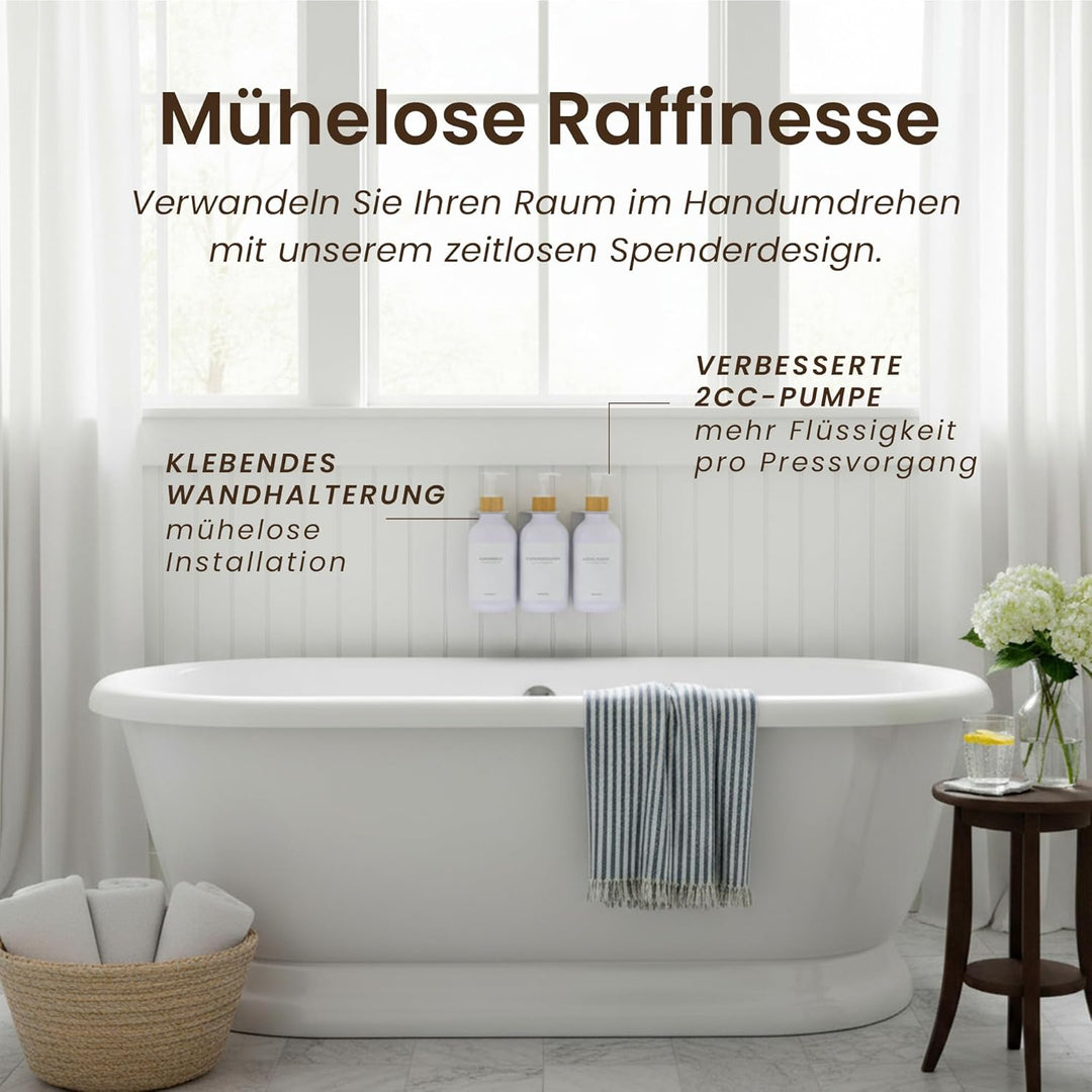 MaisoNovo Shampoo Flaschen zum befüllen – Duschseifen Seifenspender Wandbefestigung – 500 ml Set mit