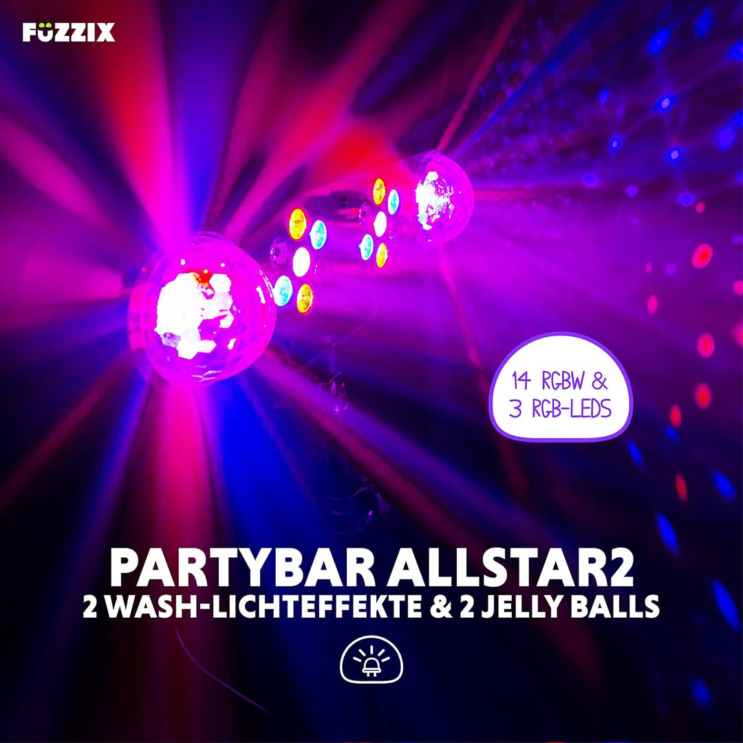 Fuzzix AllStar2 - Disco Licht Set mit Stativ und Fernbedienung, 2x PAR und 2x Discokugel, LED Lichto