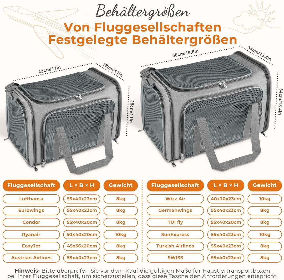 Lohofrnny Transporttasche Katze, Transportbox für Katze Hund, Katzentransporttasche, Faltbare Hausti