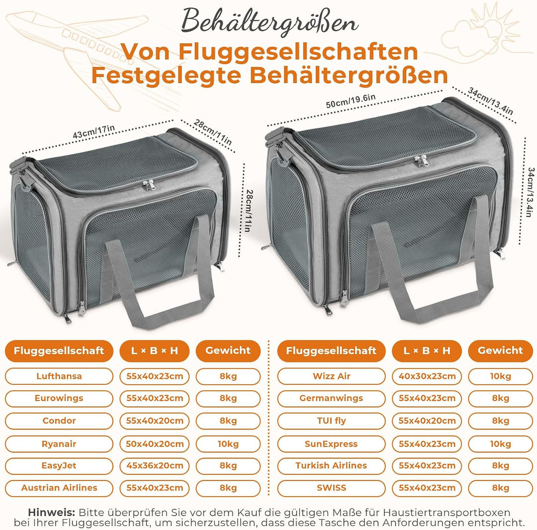 Lohofrnny Transporttasche Katze, Transportbox für Katze Hund, Katzentransporttasche, Faltbare Hausti