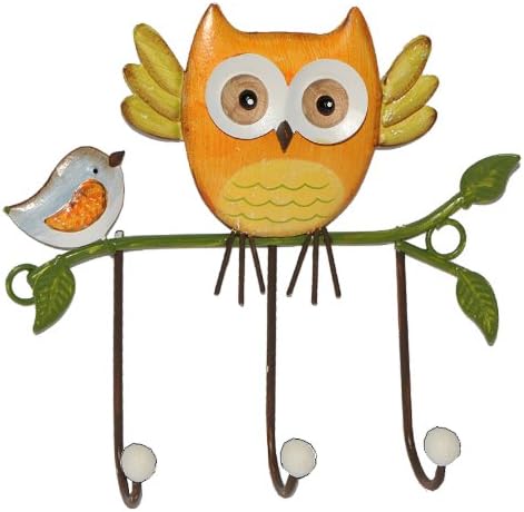 1 Stück: Garderobenhaken Eulen aus Metall - Wandhaken Kindergarderobe mit 3 Kleiderhaken Kind Wandga