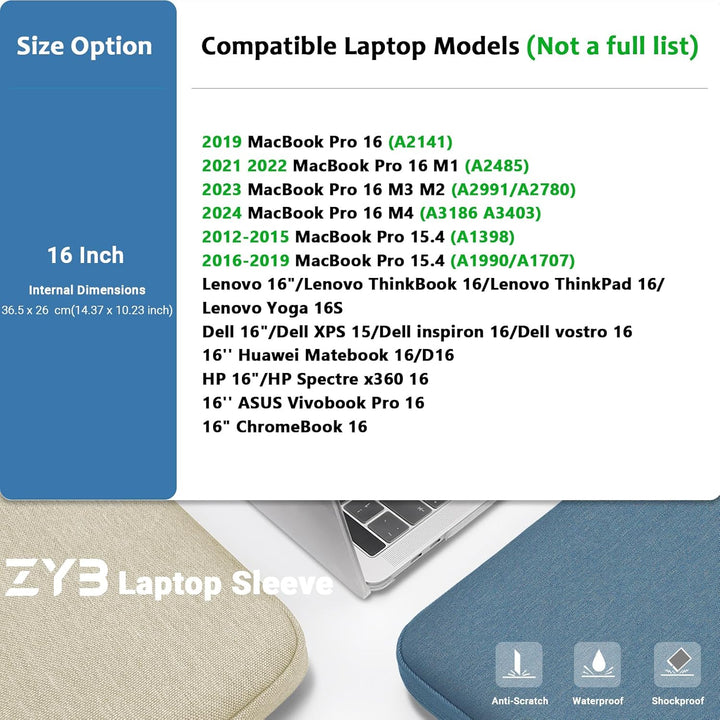 ZYB 16 Zoll Laptoptasche Hülle für 2021-2026 MacBook Pro 16 M5 M4 M3 M2 M1,Mac Pro 15,Notebook Tasch