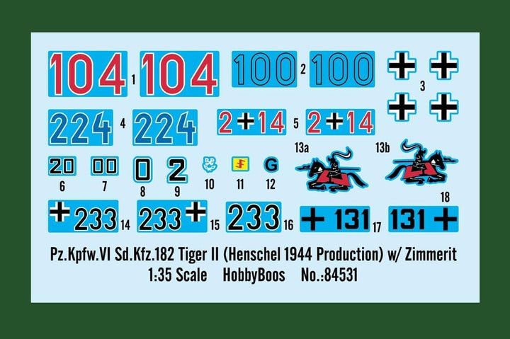 Hobby Boss 084531 Pz.Kpfw.VI Sd.Kfz.182 Tiger II (Henschel 1944 Production) w/Zimmerit Plastikmodell