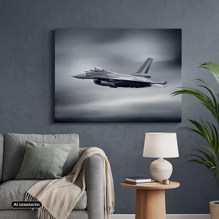Bilder auf Leinwand Flugzeug Himmel Flug Leinwandbild mit Rahmen 70x50cm Wandbilder Dekoration Wohnz