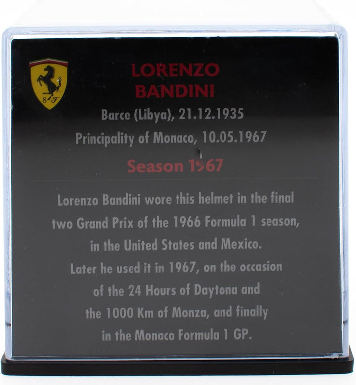 - Helmreproduktion im Massstab 1:5 des berühmten Ferrari F1-Formel-1-Fahrers: Lorenzo Bandini – 1967