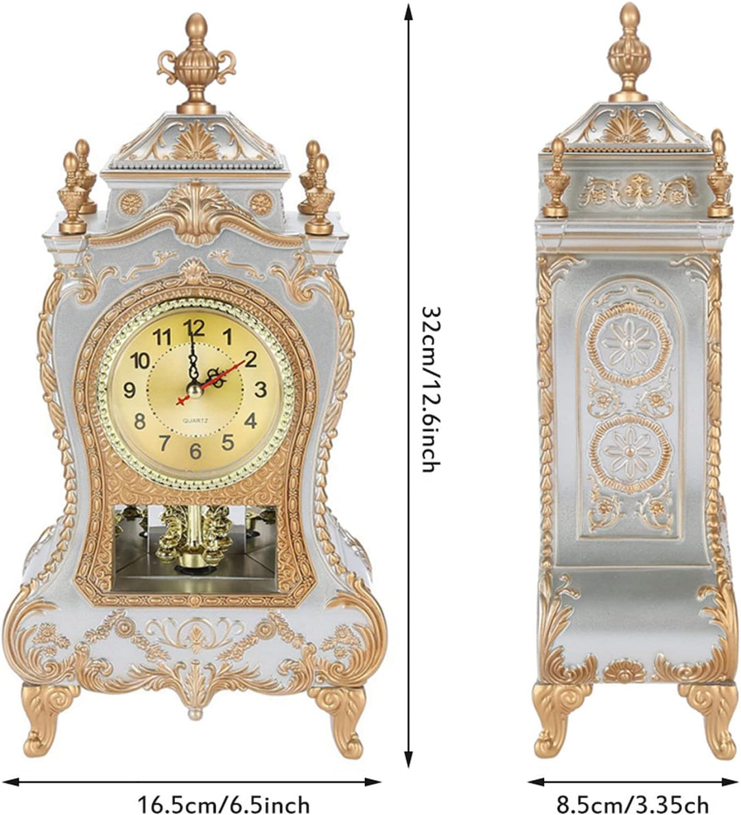 Mantel Uhren für Wohnzimmer Vintage, Kunststoff-Tischuhr im Vintage-Stil antiker Stil für Zuhause Ho
