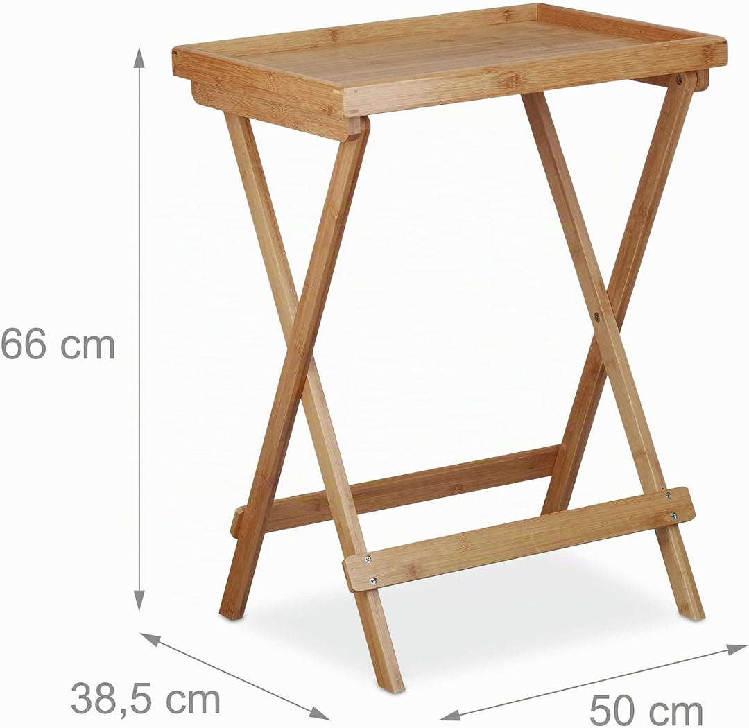 Relaxdays Tabletttisch Bambus H x B x T: ca. 66 x 50 x 38,5 cm Beistelltisch mit Tablett für Frühstü