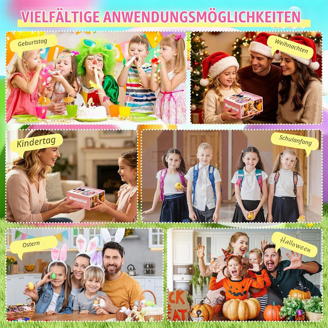 Karaoke Maschine Kinder Mit 2 Mikrofonen, Tragbarer Wiederaufladbar Bluetooth, Bunte LED Lichter, AU