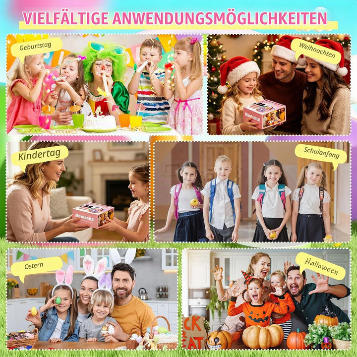 Karaoke Maschine Kinder Mit 2 Mikrofonen, Tragbarer Wiederaufladbar Bluetooth, Bunte LED Lichter, AU
