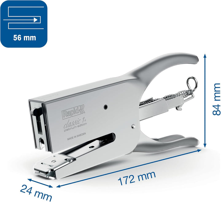 Rapid 5000251 Heftzange K1, Metall, 50 Blatt, Heftklammerntyp 26, platin Mattes Chrom 26/6-8, Mattes