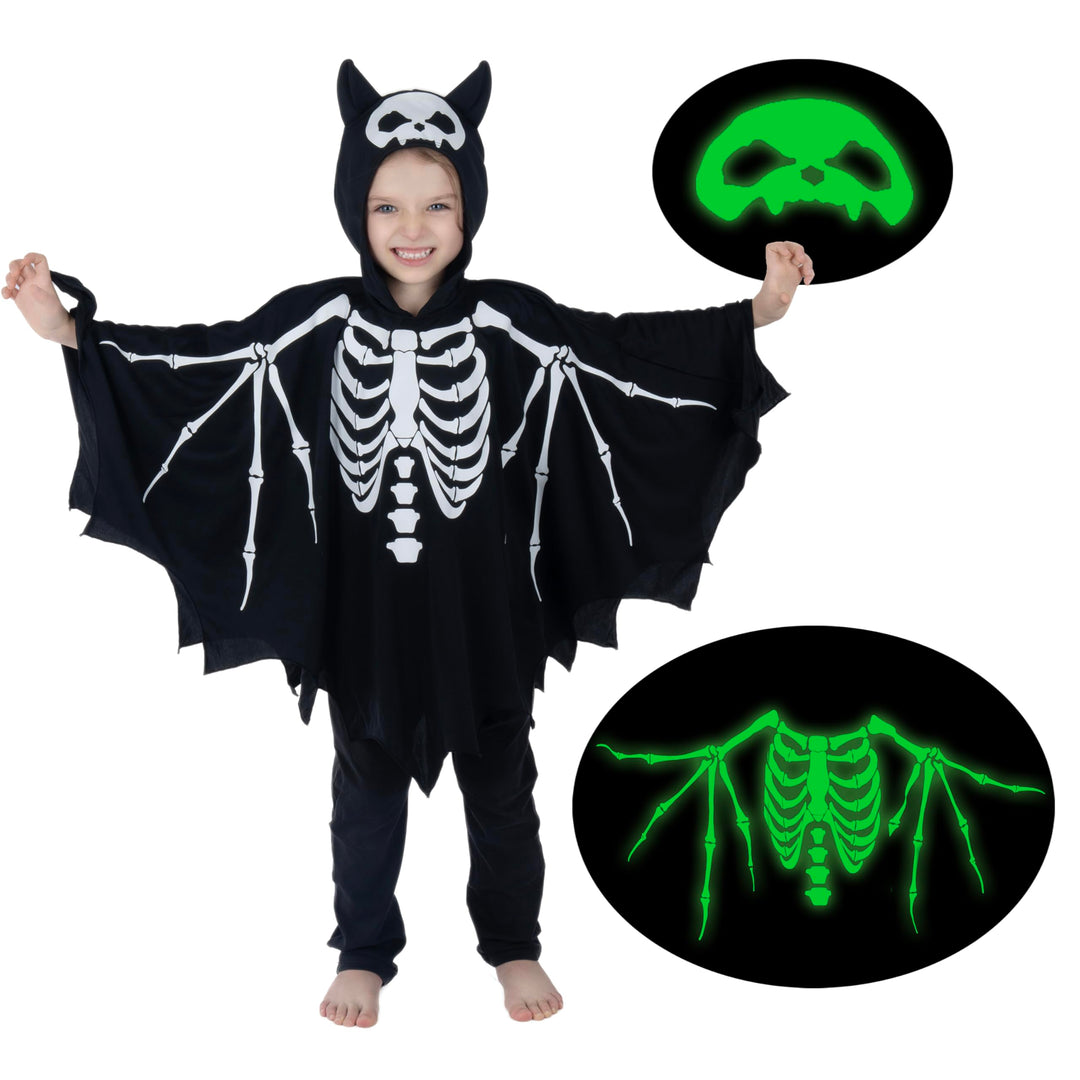 Sincere Party Skelett-Kostüm für Kinder Glow in The Dark Skelett-Halloween-Kostüme für Jungen und Mä
