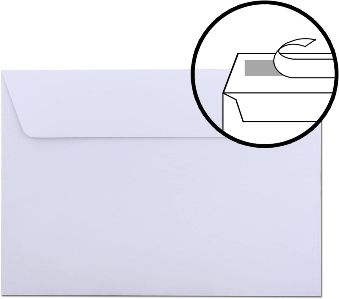 50x Weihnachts-Briefumschläge - DIN B6 - mit Gold-Metallic geprägtem Sternenregen - Farbe: Weiss - H