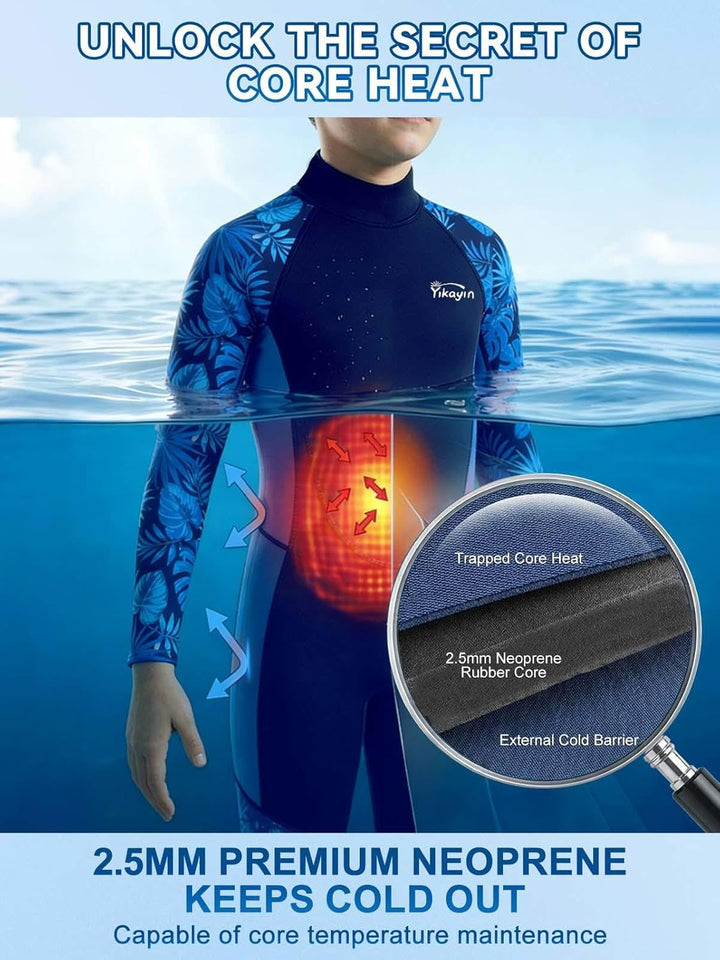 Neoprenanzug Kinder, 2.5mm Lang Neopren Taucheranzug, Warm Neoprenanzüge Jungen Mädchen zum Tauchen,