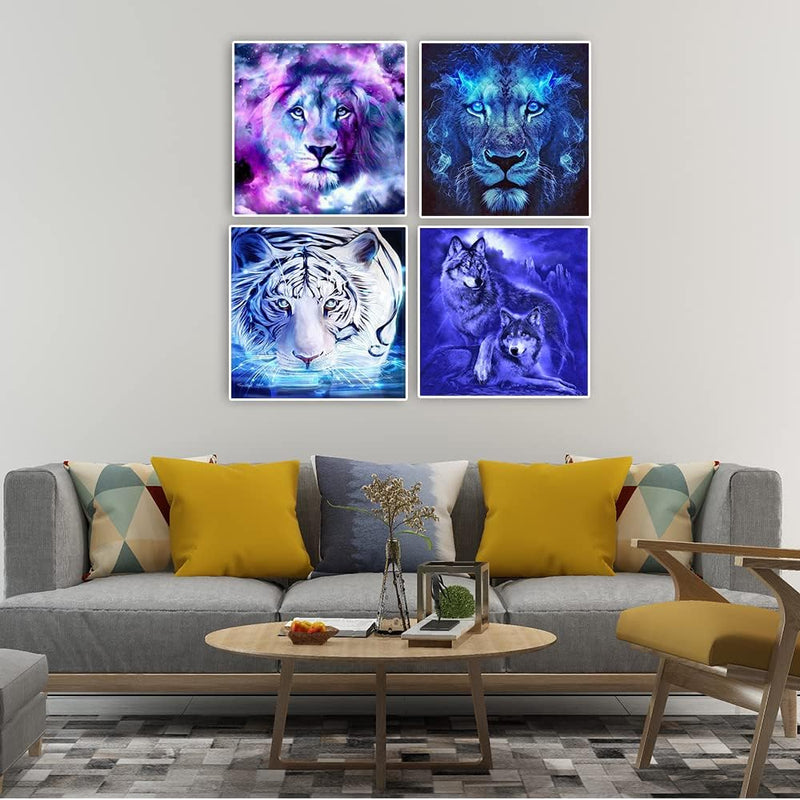 4 Pack Diamond Painting Tiger 40x40 cm Malen nach Zahlen Wolf Erwachsene Diamant Painting Bilder DIY