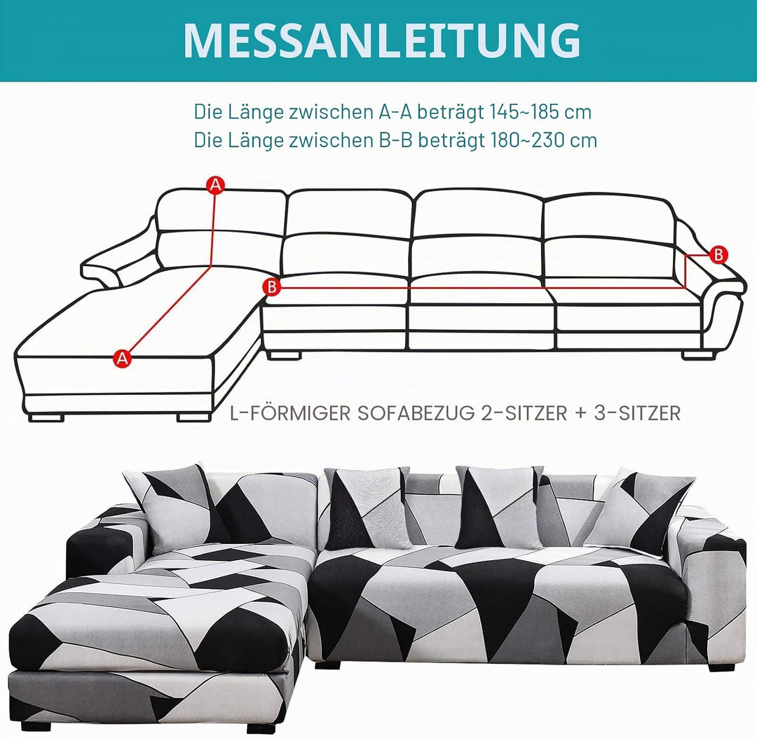 ShowyLive Sofa Überzug Couch Überzug 2er Set für Ecksofa L-Form Sofabezug 2 Sitzer+3 Sitzer, mit 2 S