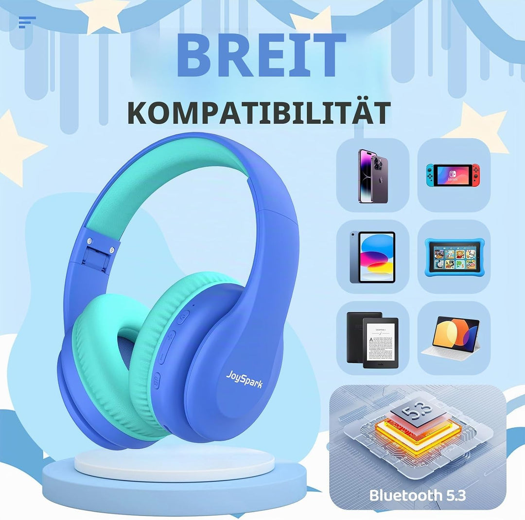 Bluetooth Kopfhörer Kinder, Kabellose Kinderkopfhörer Over-Ear mit 85/94dB Lautstärkebegrenzung, 60